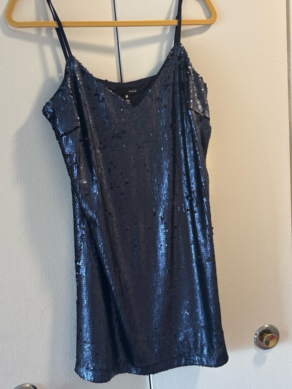 Aqua Midnight Navy Sequin Mini Dress